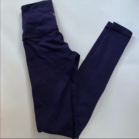 Lululemon Wunder Under Pant Hi-Rise Teeny Check Black Cerulean Blue Size 2 - Picture 1 of 4